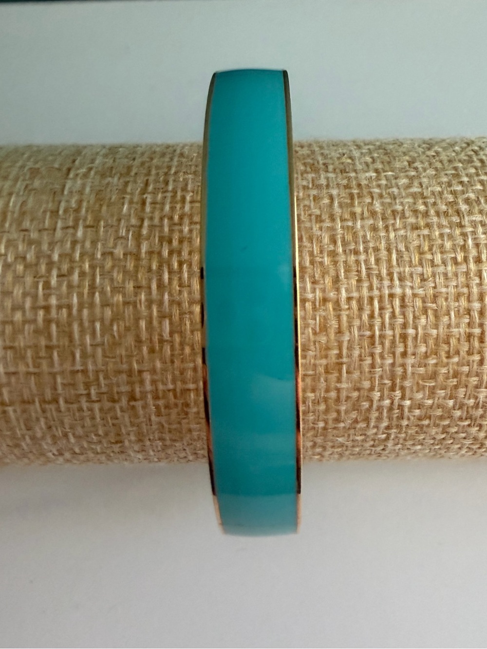 Vintage J. Crew Aqua Enamel and GoldTone Bangle Bracelet